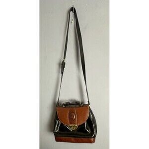 Rina Rich Vintage Hard Leather Adjustable Strap Crossbody Handbag Accordian